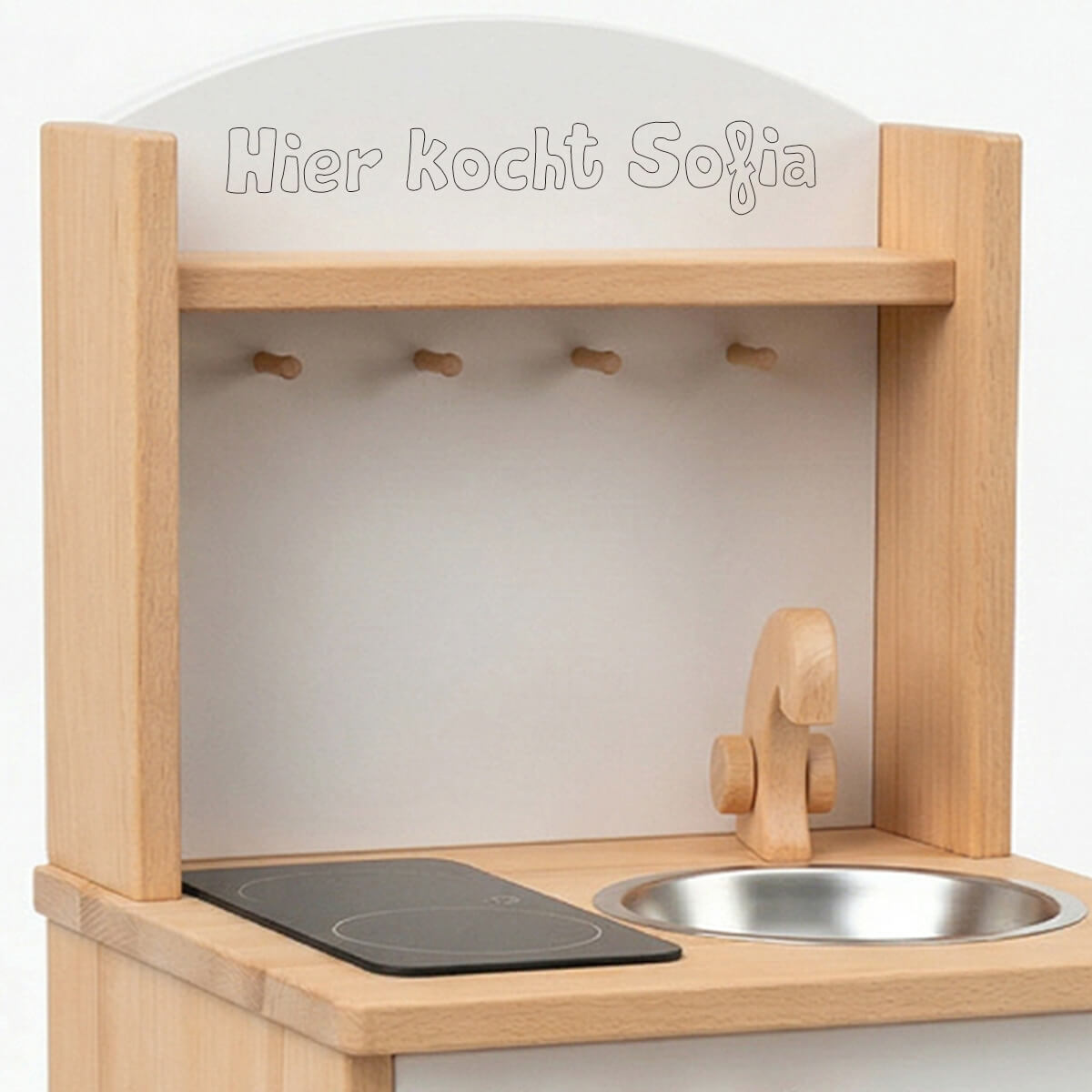 Weiße Kinderküche Däumelinchen per Laser Gravur